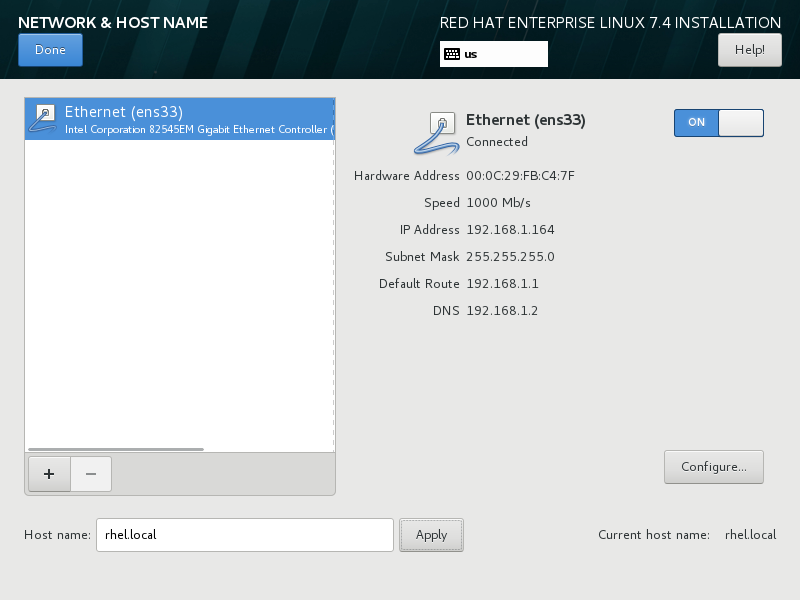 Network and Hostname Configuration