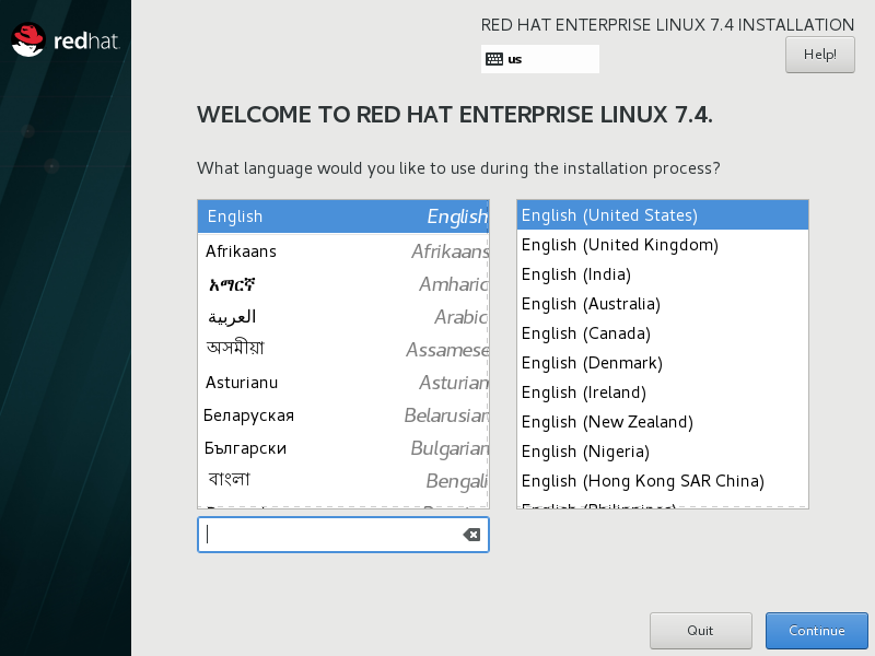 RHEL Language Selection