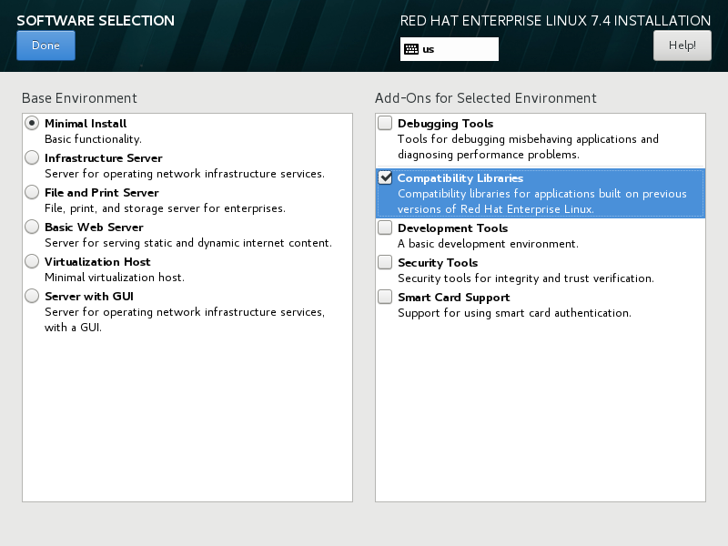 RHEL Software Selection