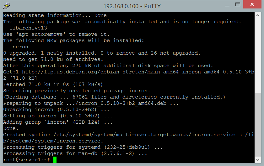 Installing Incron on Debian 9