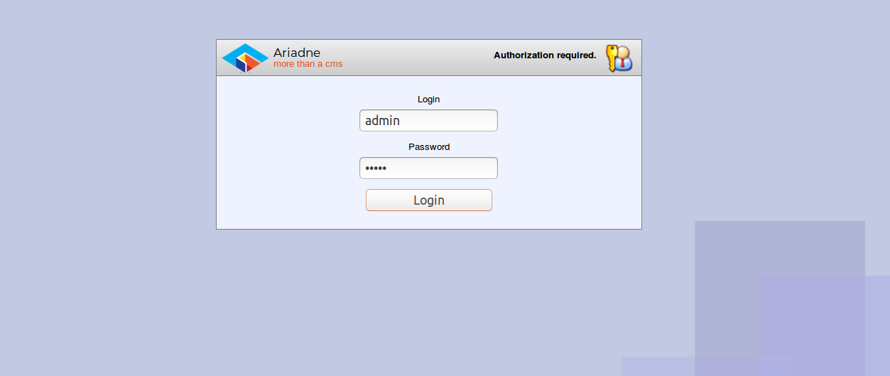 Login to Ariadne CMS