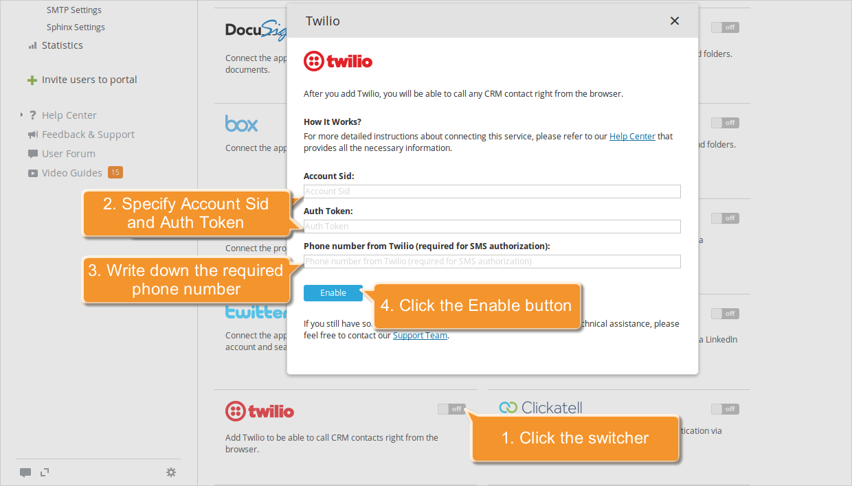 Connect Twilio to ONLYOFFICE