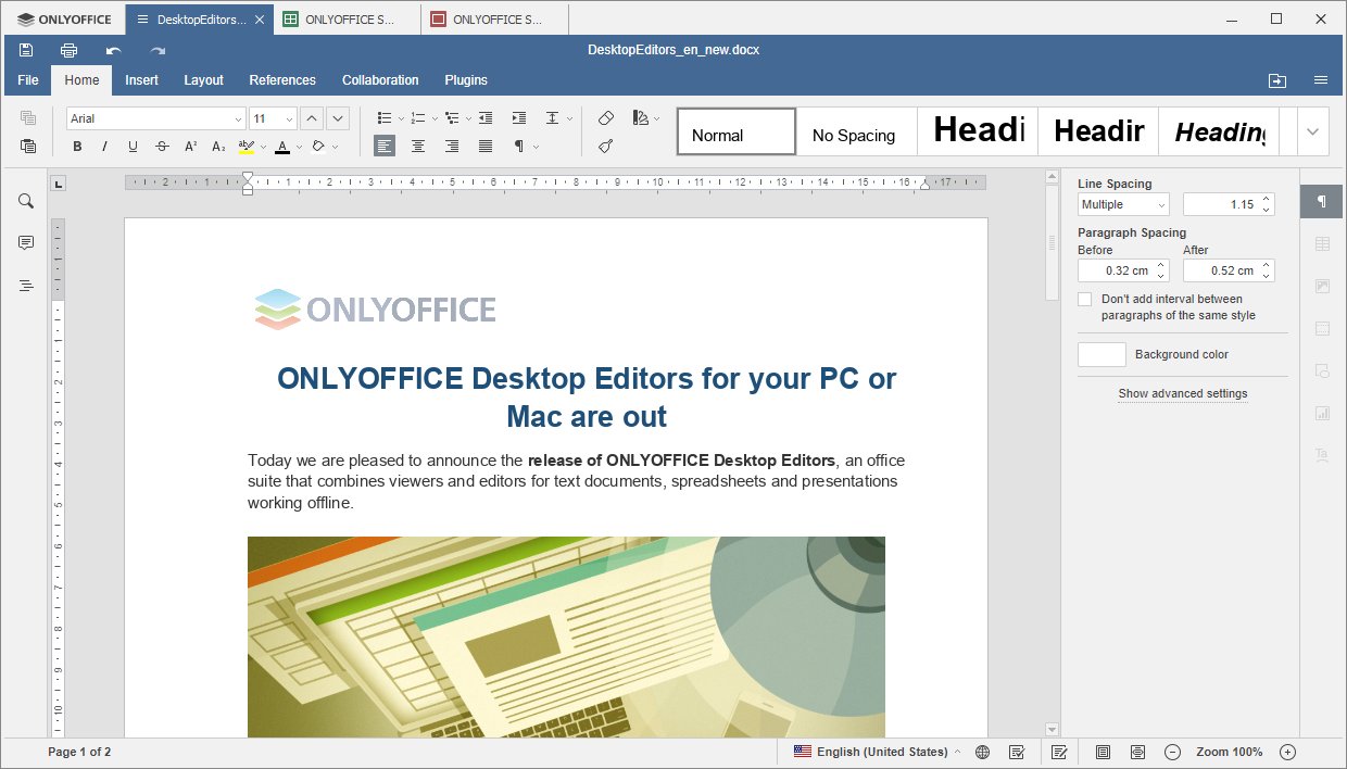 ONLYOFFICE Desktop Editors 5.1