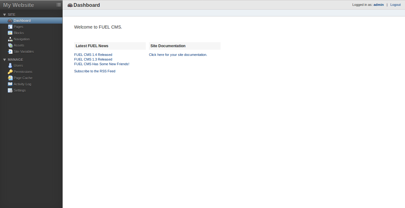 FuelCMS Dashboard