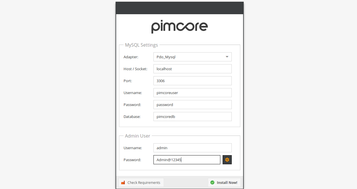 Pimcore MySQL settings