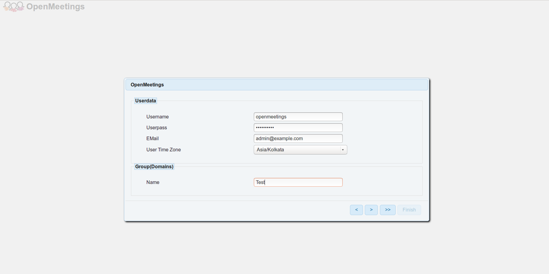 Enter database credentials