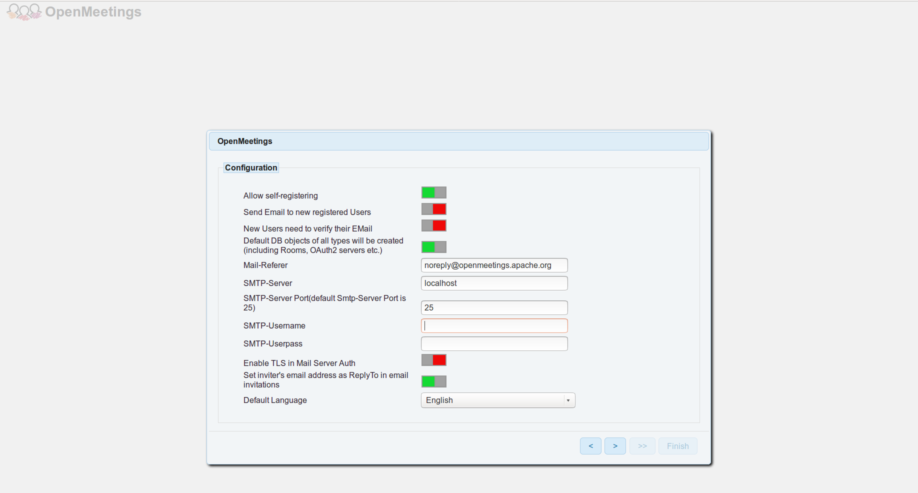 SMTP settings