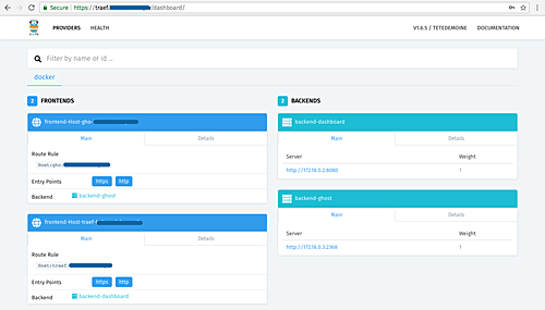 Traefik dashboard