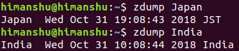 How to use zdump command