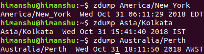 Use zdump to fetch city specific information