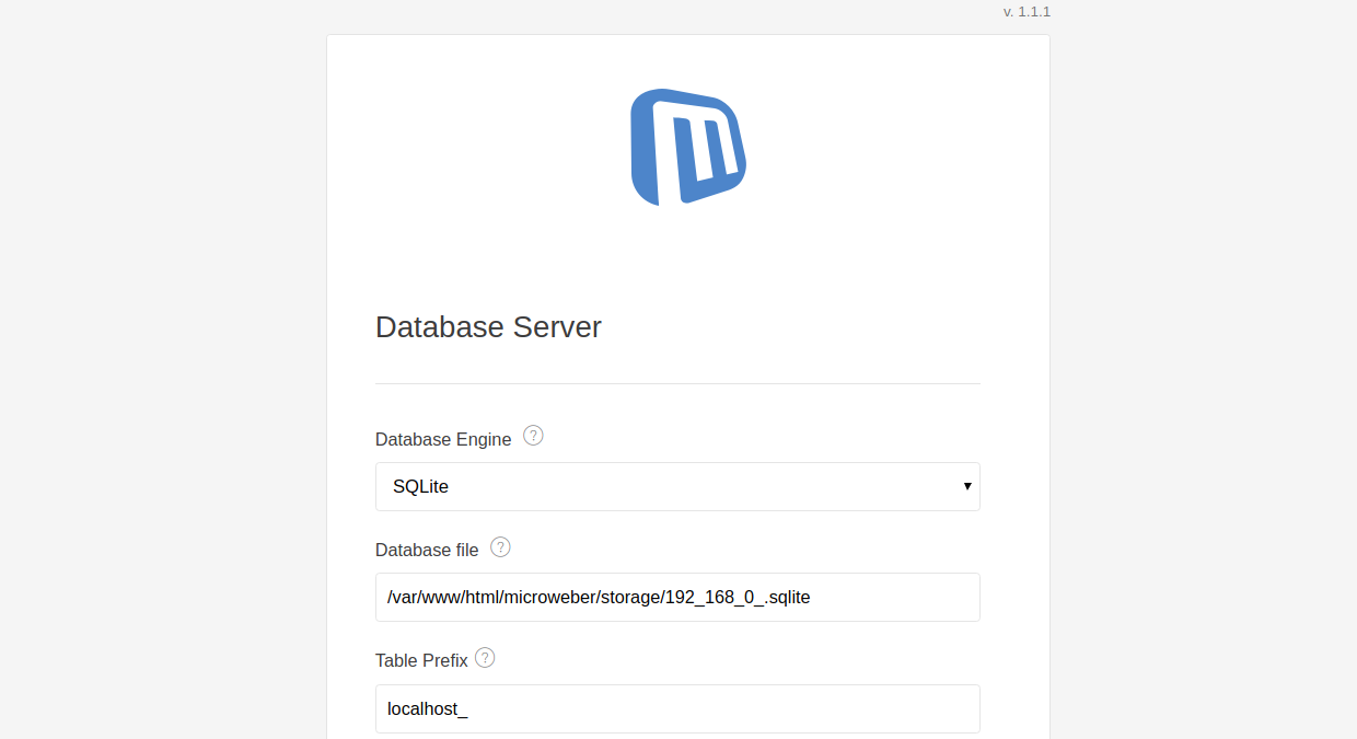 Database settings