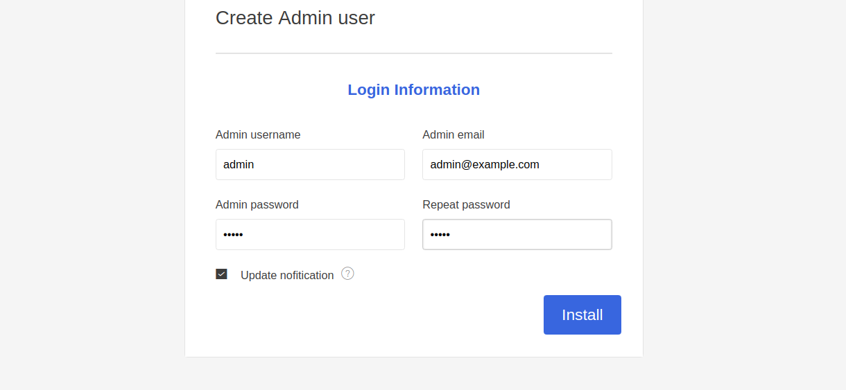 Create a admin user