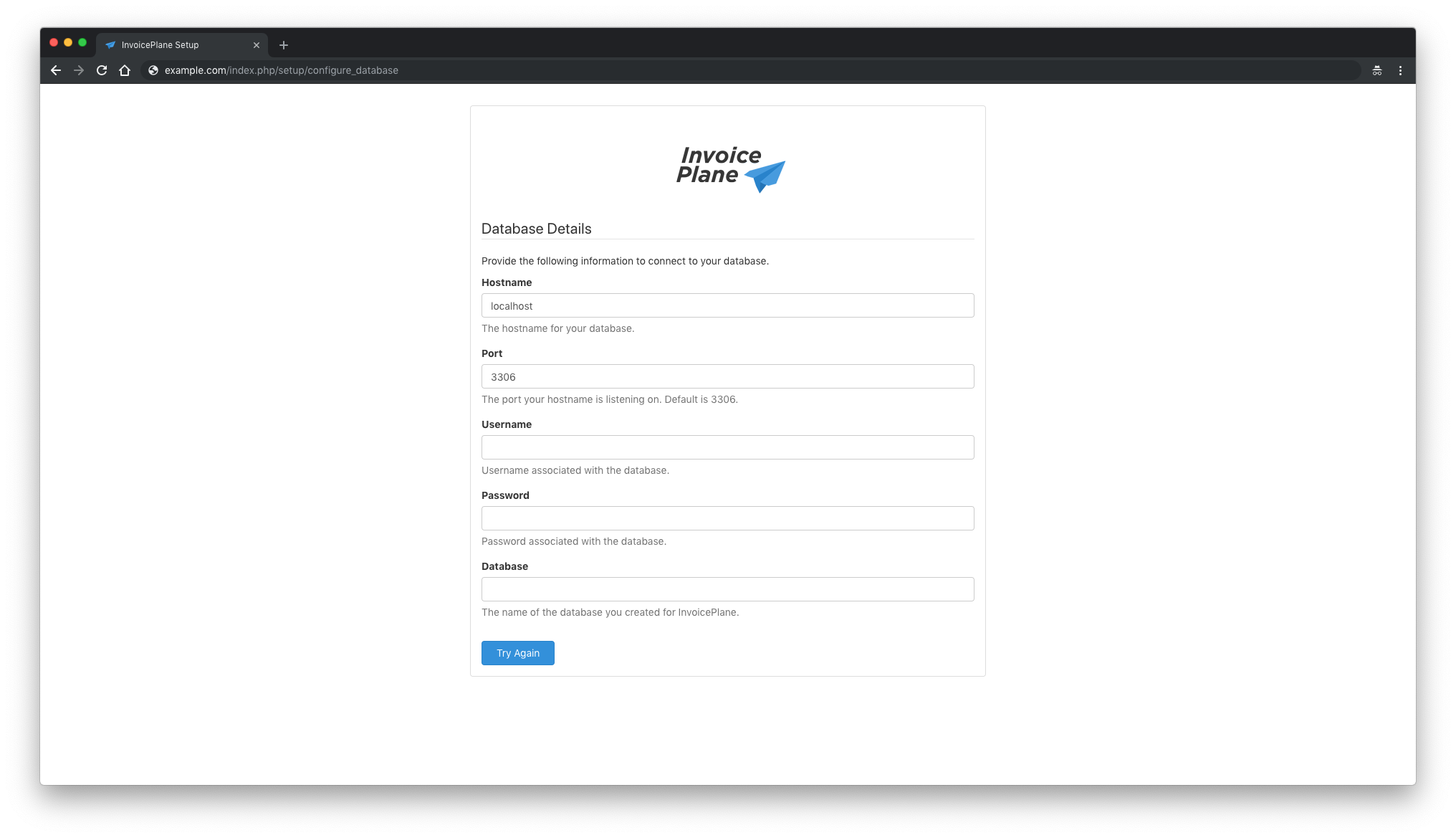 Database setup