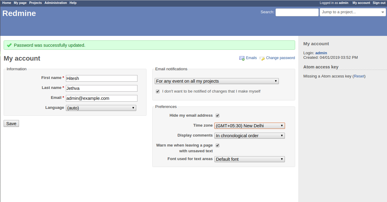 Redmine dashboard