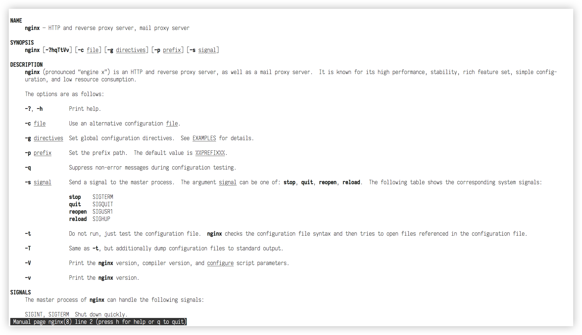 Nginx manpage
