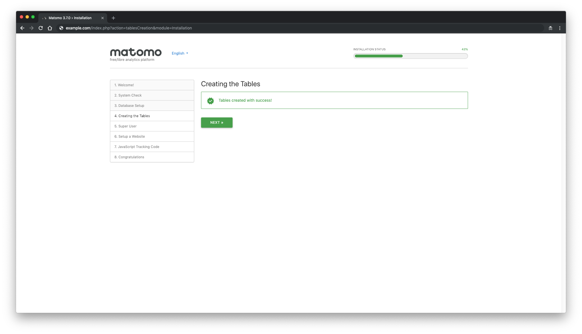 Creating database tables