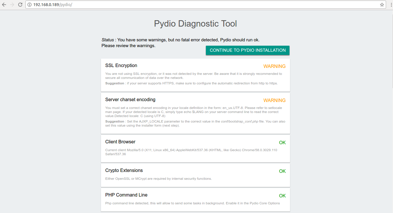 Pydio Installer