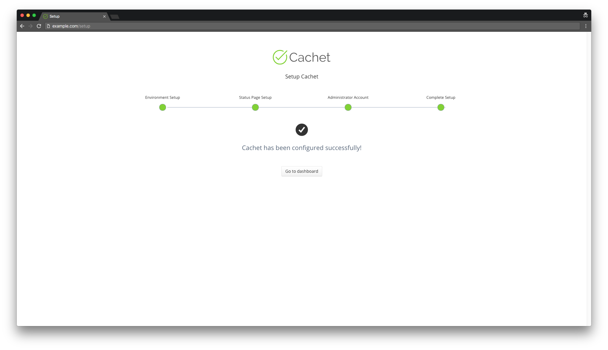 Cachet has been successfully installed