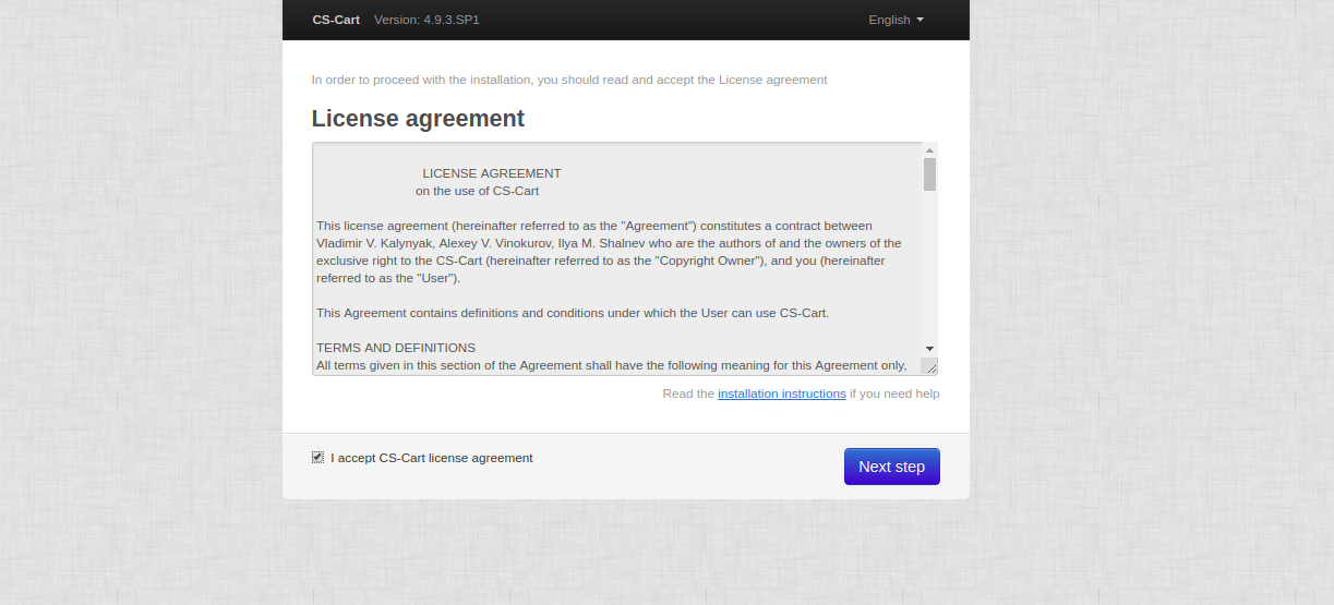 Accept license agreement