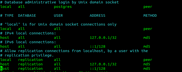 Configure authentication methods in Postgres