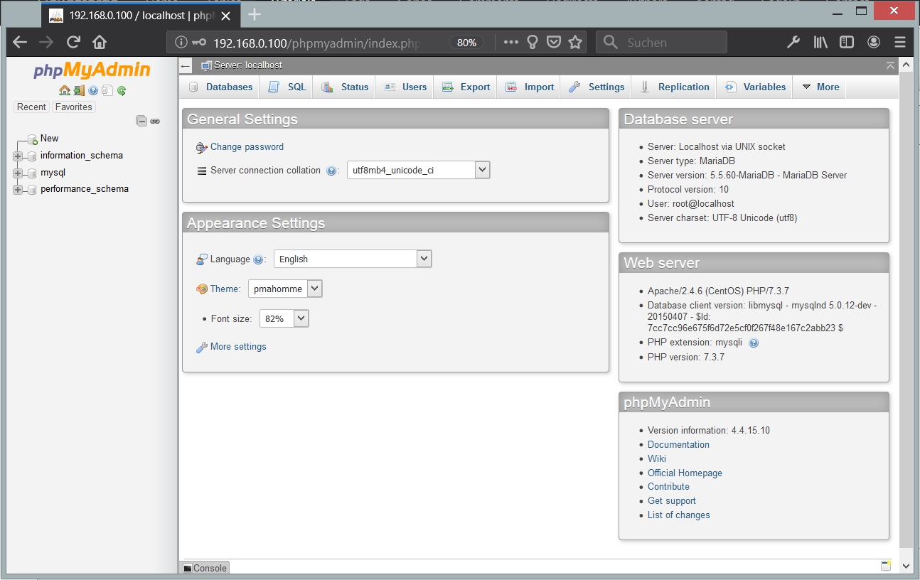 PHPMyAdmin on CentOS