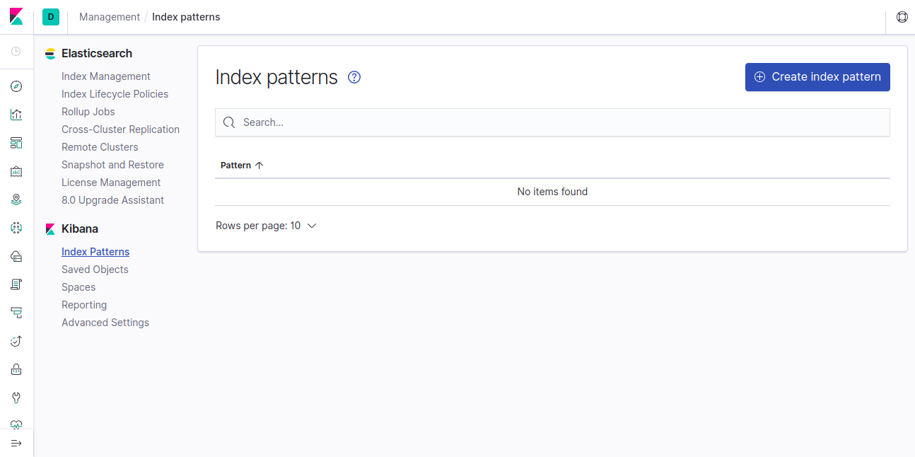 Index Patterns Page in Kibana