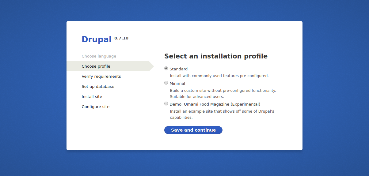 Select installation profile