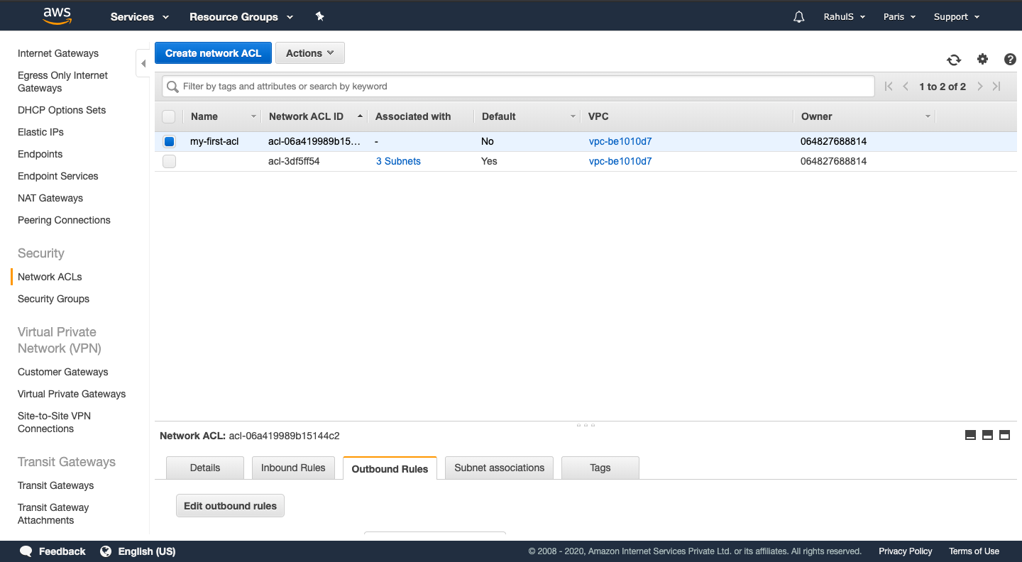 Create Network ACL