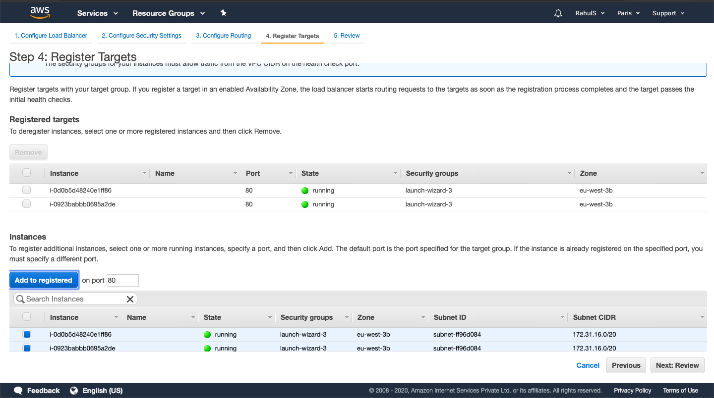 Load balancer targets