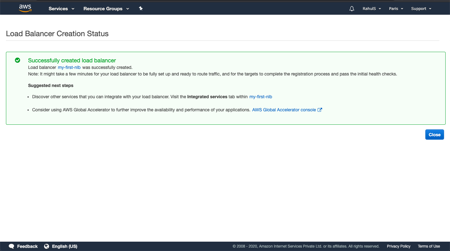 Successfully created Load balancer