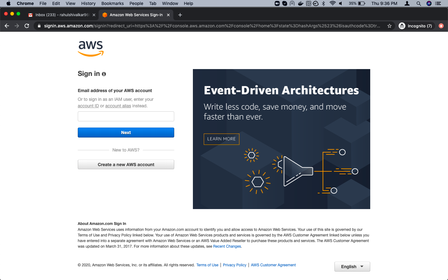 Login to AWS