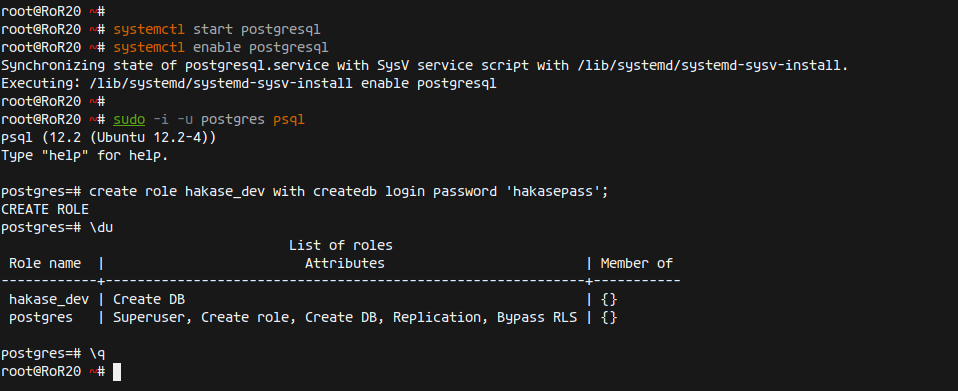 Create user in PostgreSQL