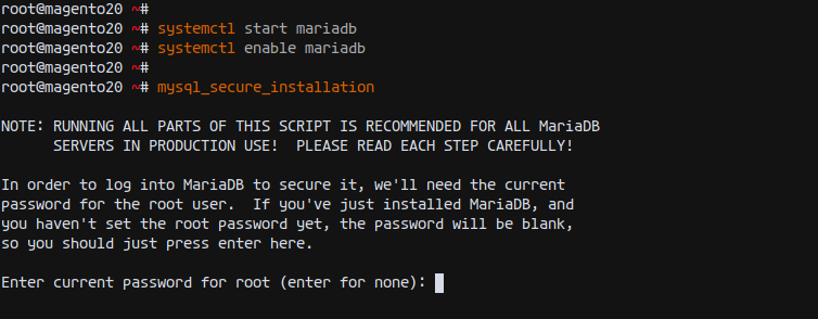 Setup MariaDB root password