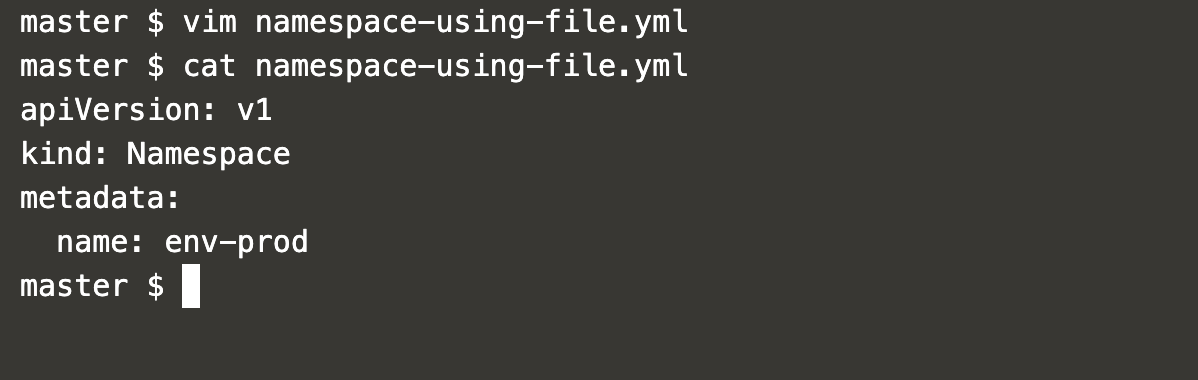 create-namespace-using-yml-file