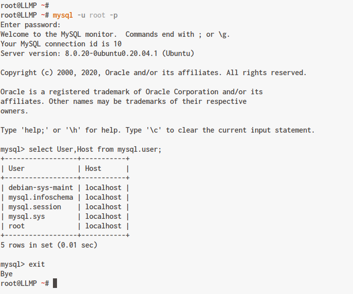 MySQL Check users