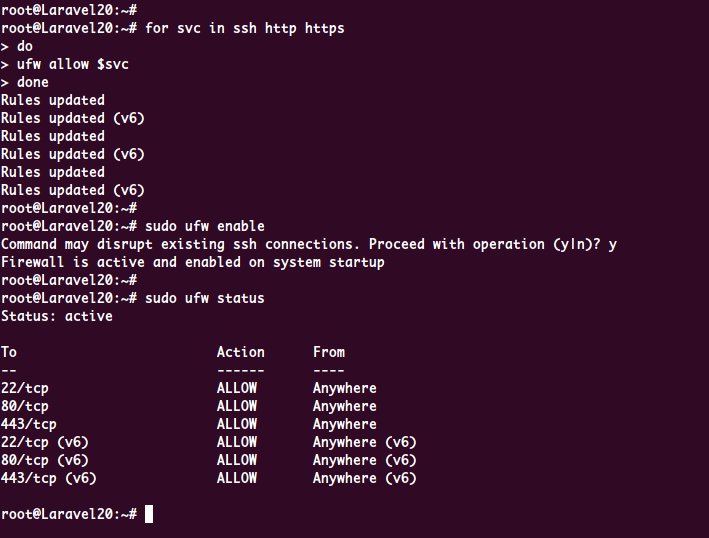 Setup UFW firewall