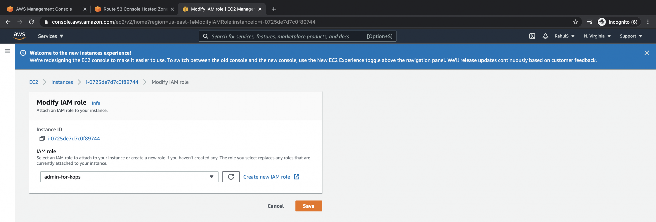 Attach the IAM role to the EC2 instance