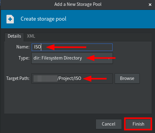 Create new storage for ISO files operating systems