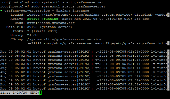 status grafana-server