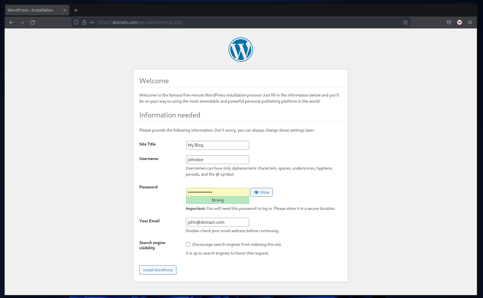 Installing WordPress