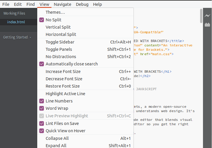 View options