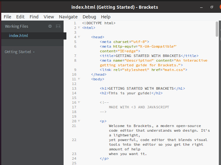 Brackets Editor in action