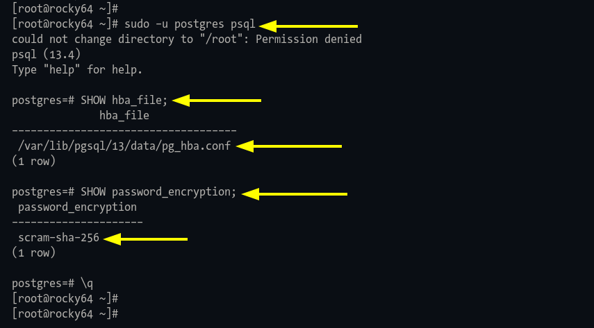 Show PostgreSQL configuration and password encryption