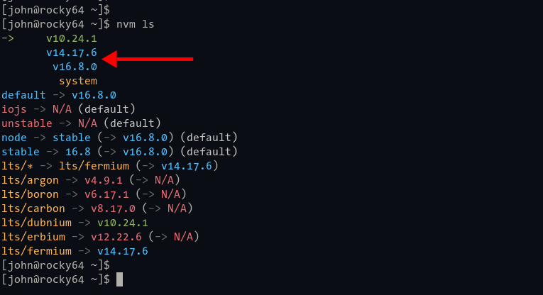 Check Node.js Installed on the System with nvm