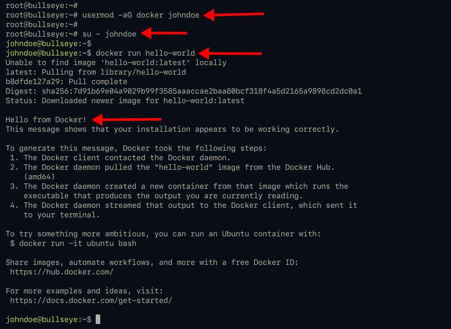 Allow non-root user to run docker - docker hello-world