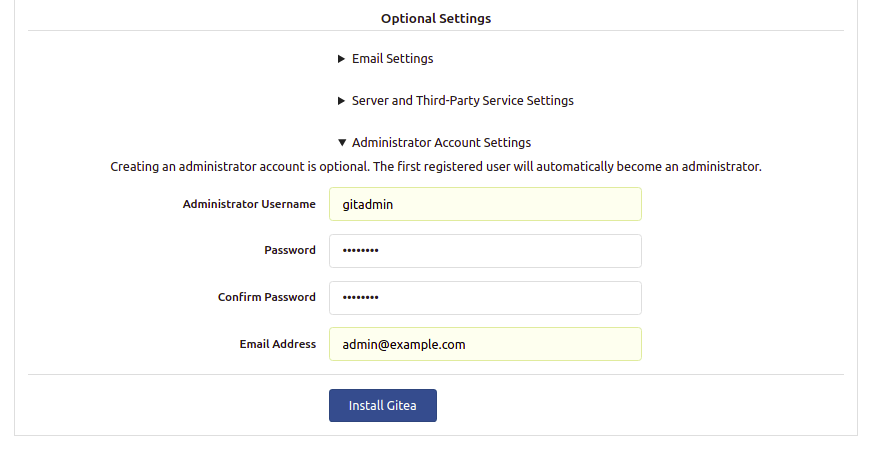 Set username and password