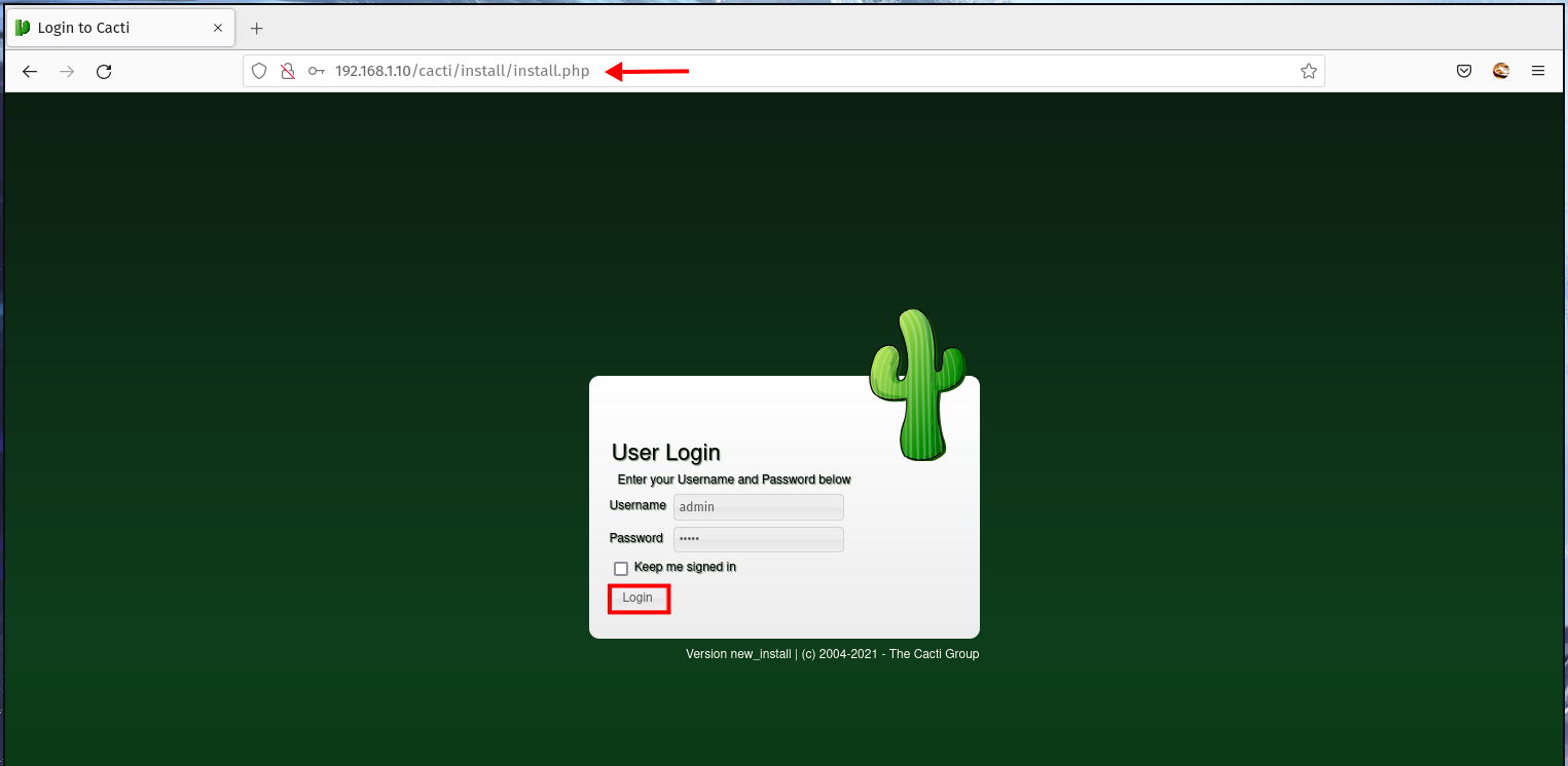 Cacti Login Password