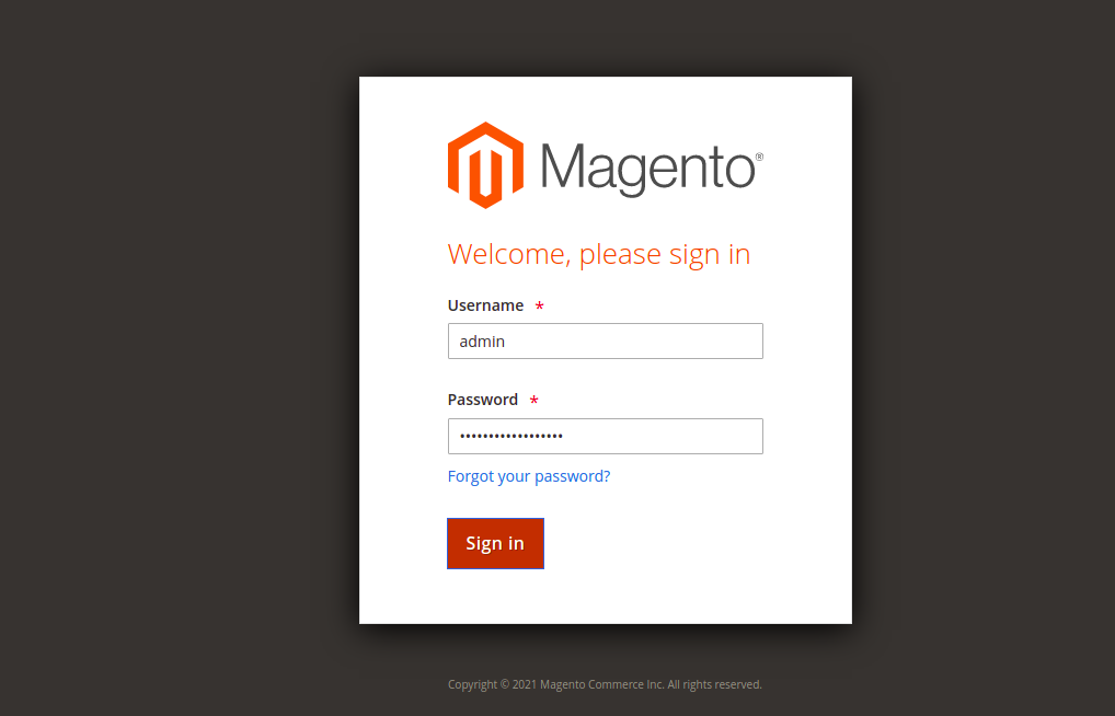 Magento login