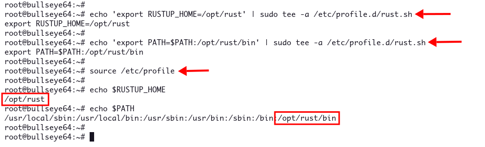 Setup RUSTUP_HOME and PATH binary environment variable