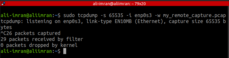 Running the Tcpdump command